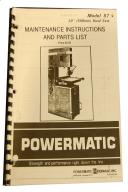 Powermatic Model 87 Maintenance & Parts Manual